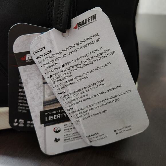 NWT Baffin Liberty Black Insulated Boot Size 10 - Picture 7 of 8